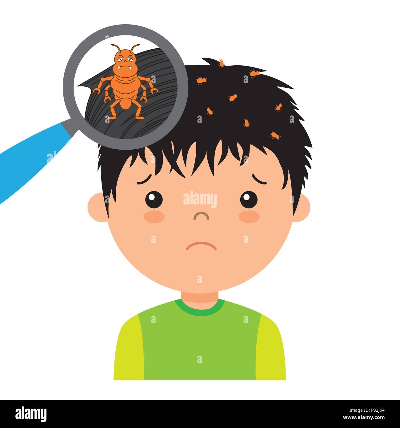 Bebe Garcon Pleurer Parce Qu Elle A Des Poux Image Vectorielle Stock Alamy