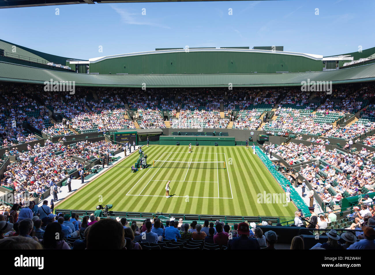 Woman's match sur le Court N° 1, 2018, les championnats de Wimbledon, Merton London, Greater London, Angleterre, Royaume-Uni Banque D'Images