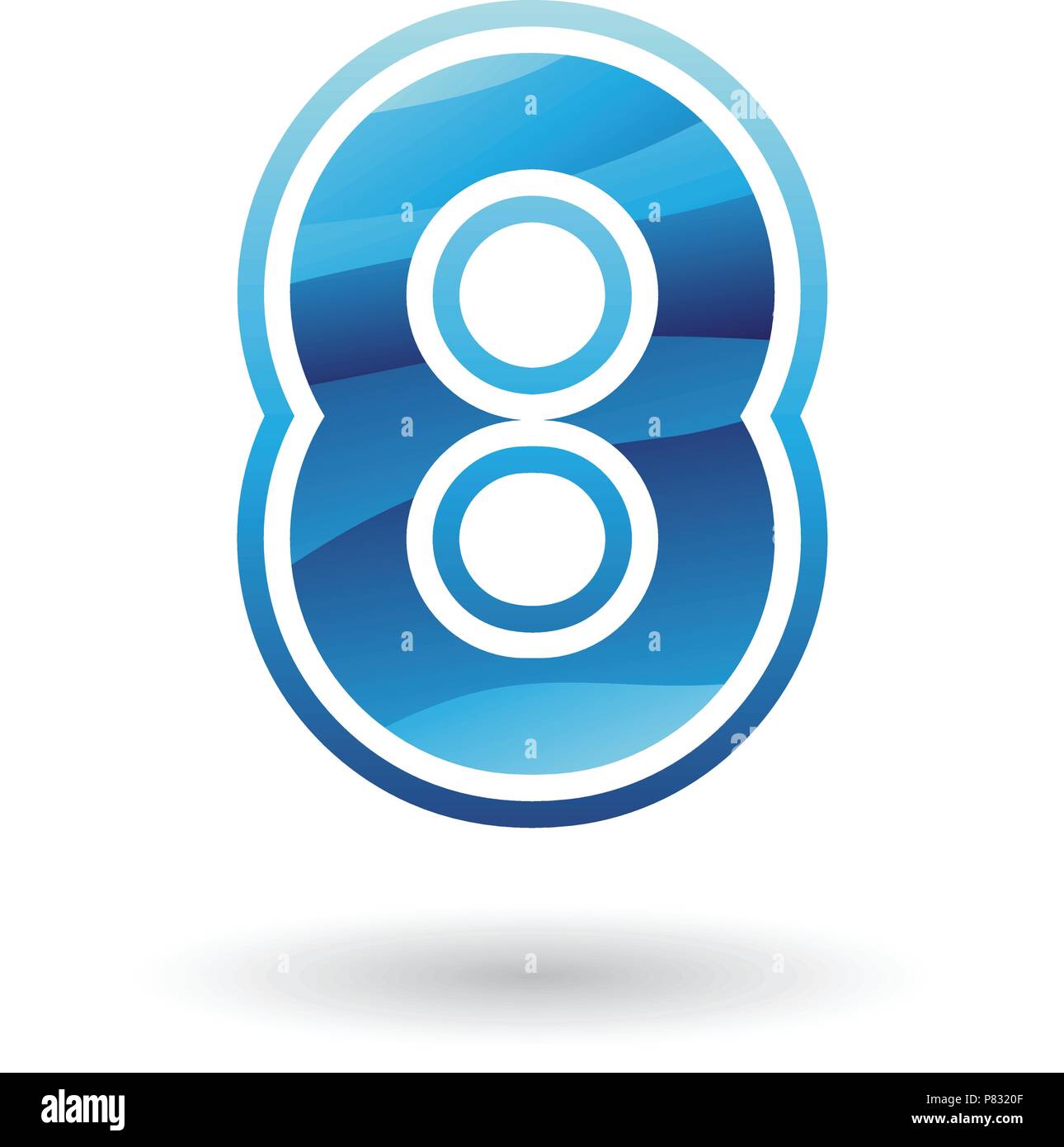 Vector Illustration d'une icône ronde bleue pour le nombre 8 isolé sur fond blanc Illustration de Vecteur