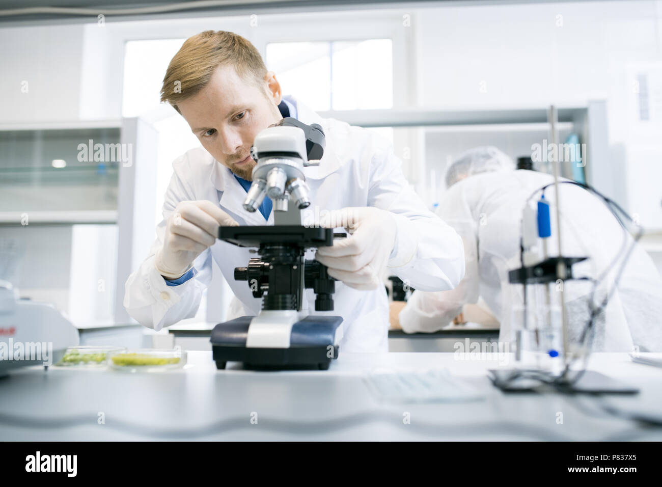 Homme utilisant un microscope Banque de photographies et d’images à ...