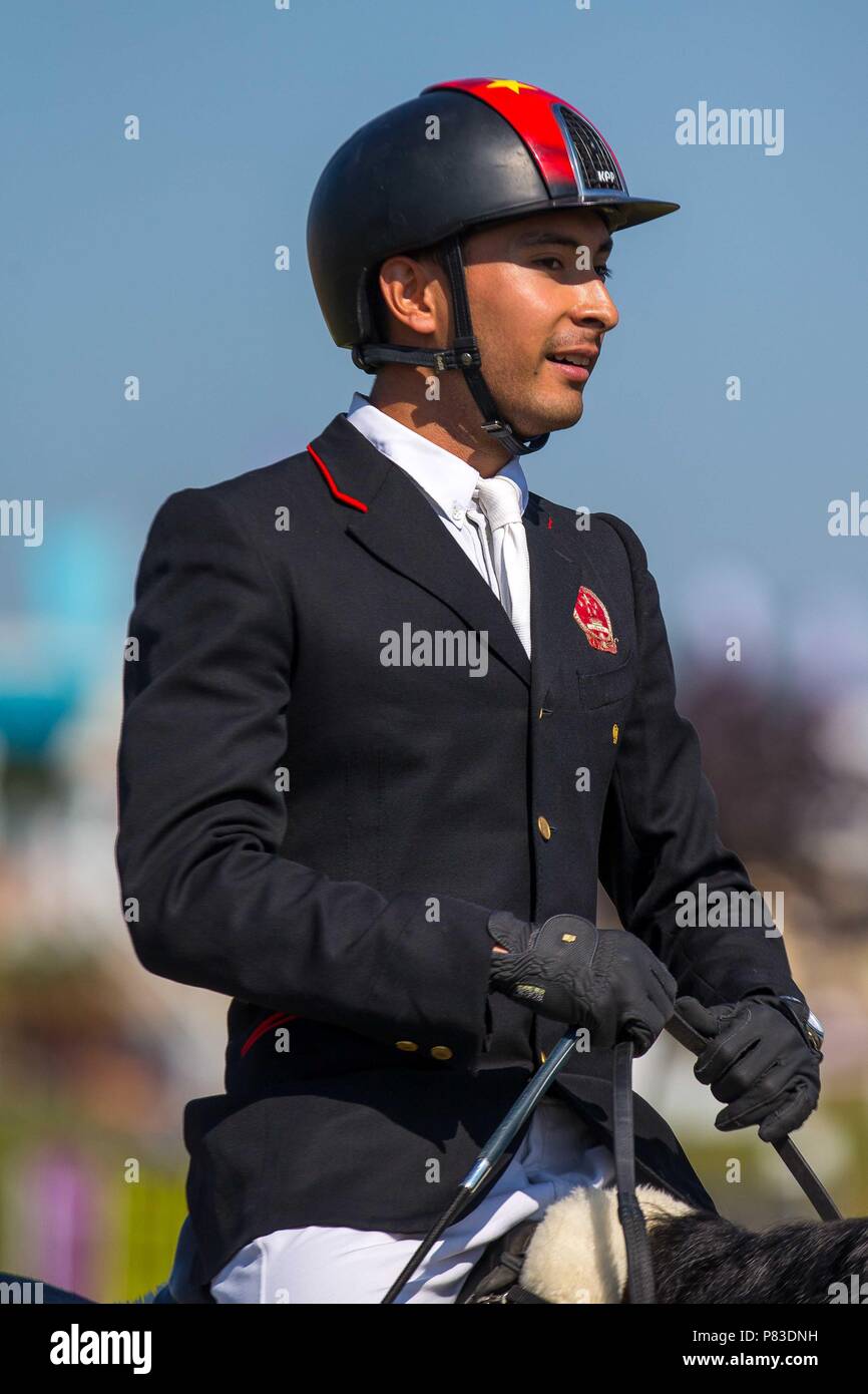 Wiltshire, Royaume-Uni. 8 juillet, 2018. Alex Hua Tian. Le RCS. Jour 4. CIC***. Section B. Showjumping. Barbury St James Horse Trials. Wroughton. Wilstshire. UK. 08/07/2018. Credit : Sport en images/Alamy Live News Banque D'Images