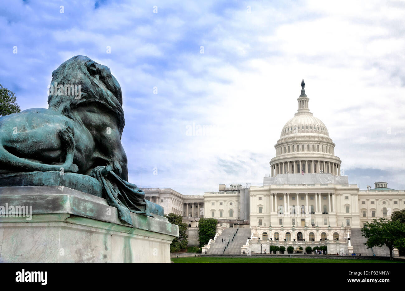 Le bâtiment du Capitole, qui abrite le Sénat et la Chambre des représentants des États-Unis sur le National Mall, Washington, DC. Banque D'Images