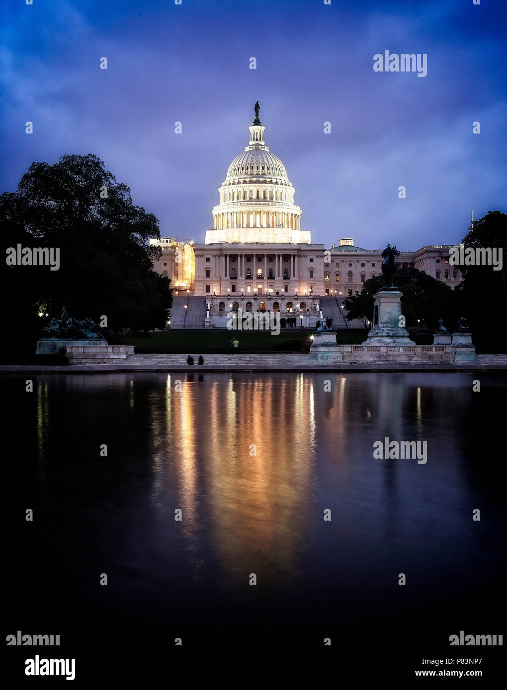 Le bâtiment du Capitole, qui abrite le Sénat et la Chambre des représentants des États-Unis sur le National Mall, Washington, DC. Banque D'Images