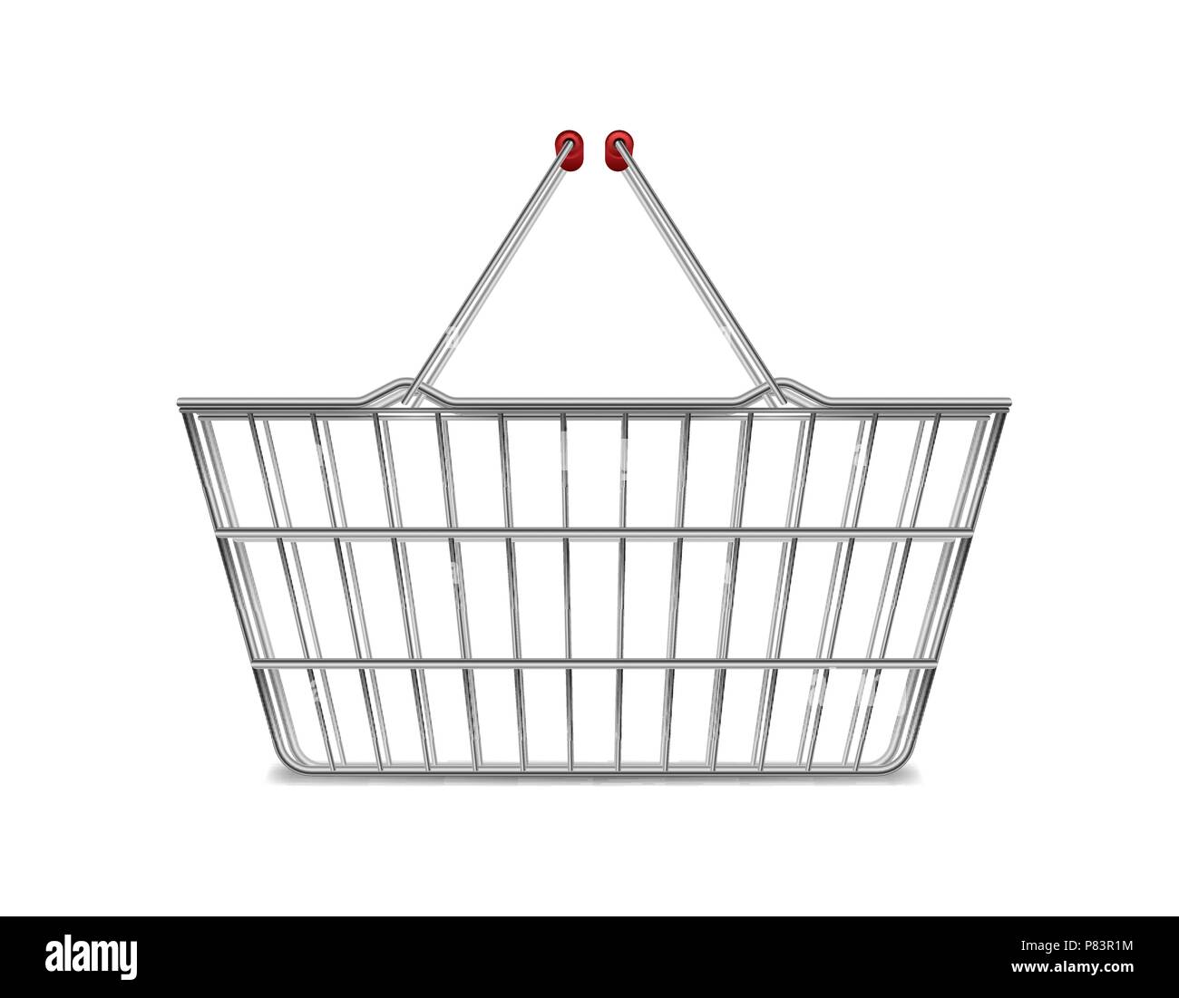 Supermarché vide métal réaliste panier Vue de côté isolé sur blanc. Marché Panier Panier à vendre avec poignées. vector illustration Illustration de Vecteur Supermarché vide métal réaliste panier Vue de côté isolé sur blanc. Marché Panier Panier à vendre avec poignées. vector illustration Illustration de Vecteur