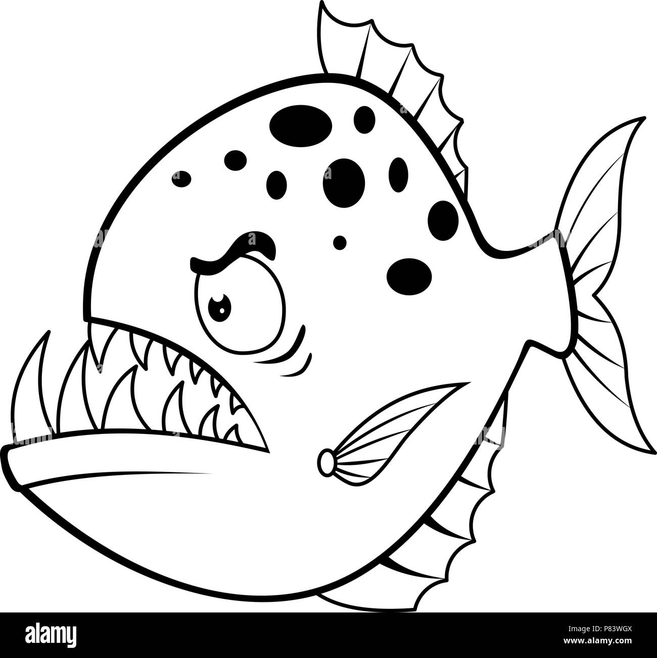 Cartoon piranha en colère Illustration de Vecteur
