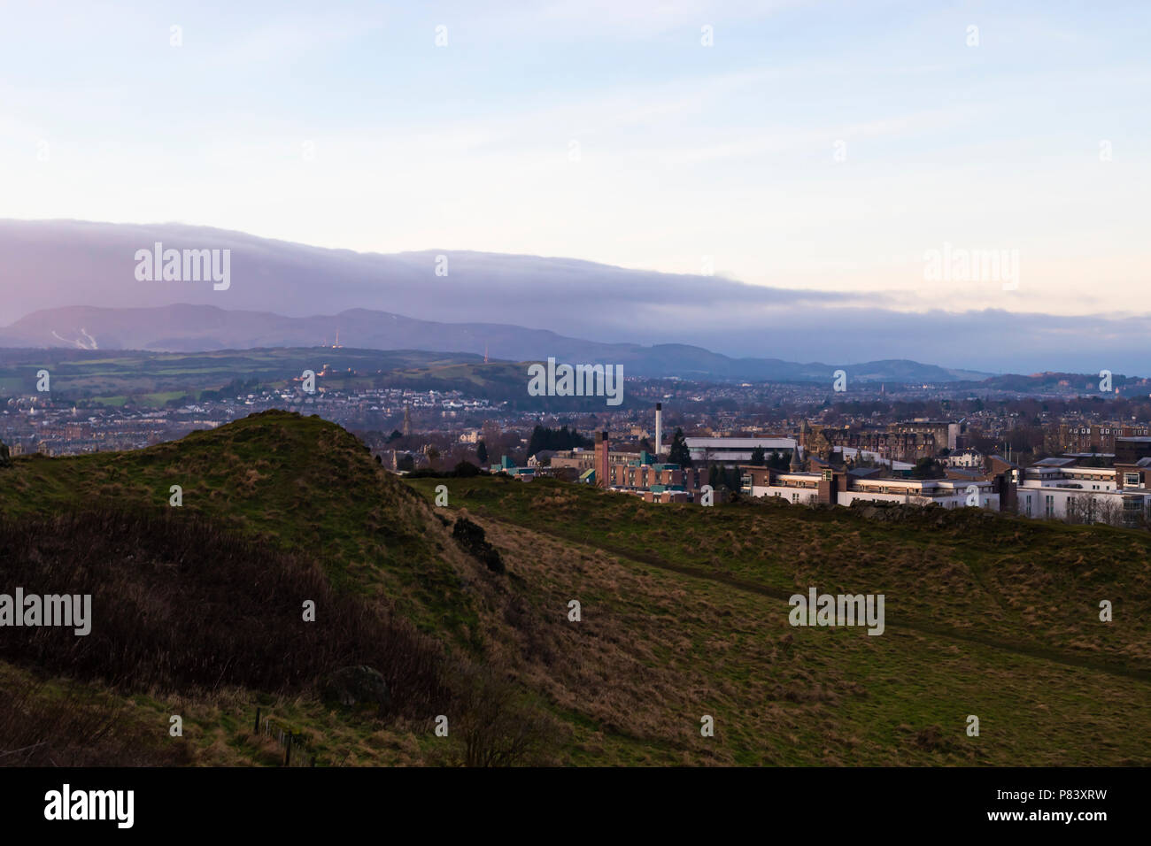Vue paysage du siège d'Arthur et Holyrood Park à Édimbourg, Écosse, Royaume-Uni Banque D'Images