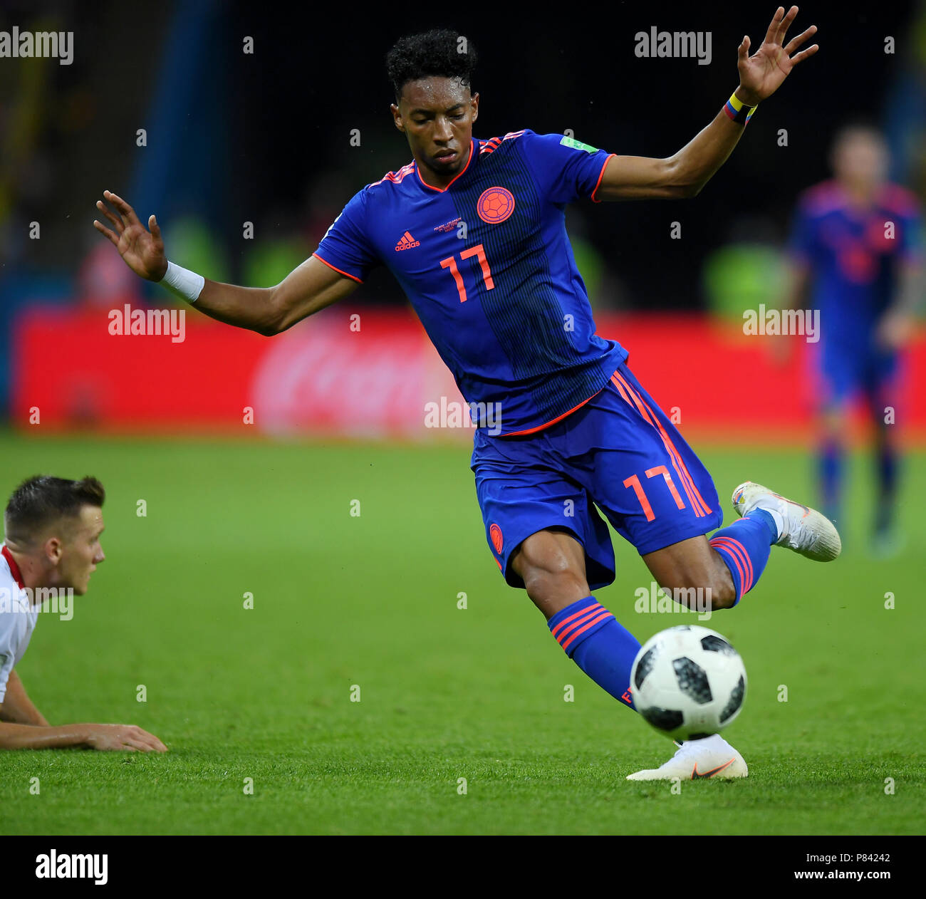 KAZAN, Russie - le 24 juin : Johan Mojica de Colombie en action pendant la Coupe du Monde FIFA 2018 Russie groupe H match entre la Pologne et la Colombie à Kazan Arena le 24 juin 2018 à Kazan, Russie. (Photo de Lukasz Laskowski/PressFocus/MO Media) Banque D'Images