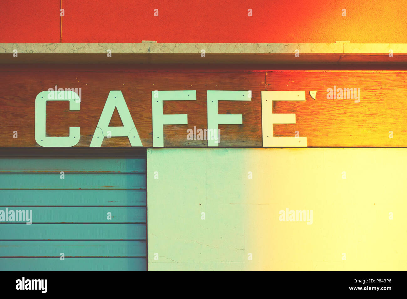 Retro signe d'un café à Venise, Italie. Caffe (it.) : cafe, café Banque D'Images