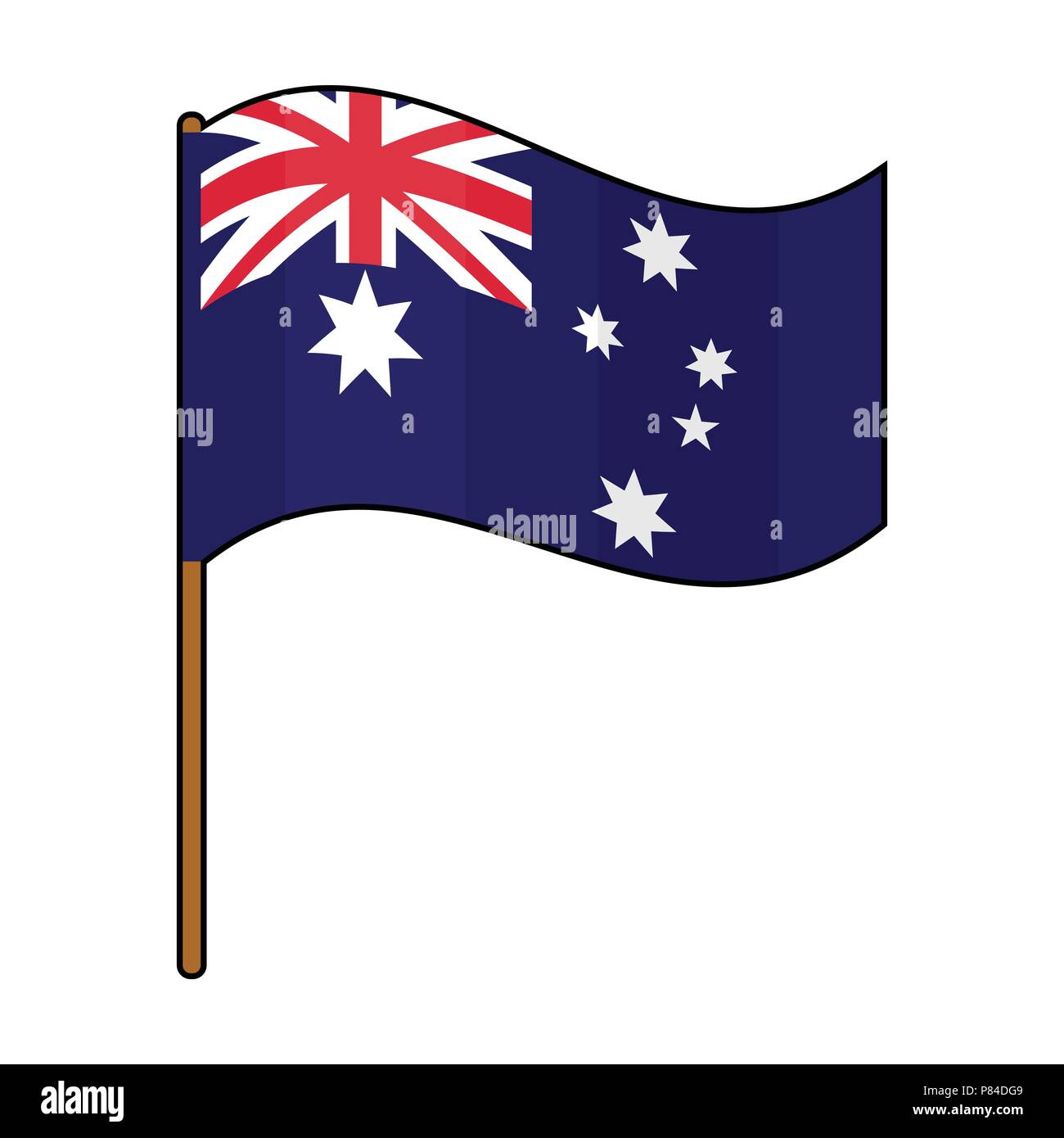 L'icône du drapeau australien dans la conception de dessin animé isolé sur fond blanc. L'Australie stock symbol vector illustration. Illustration de Vecteur