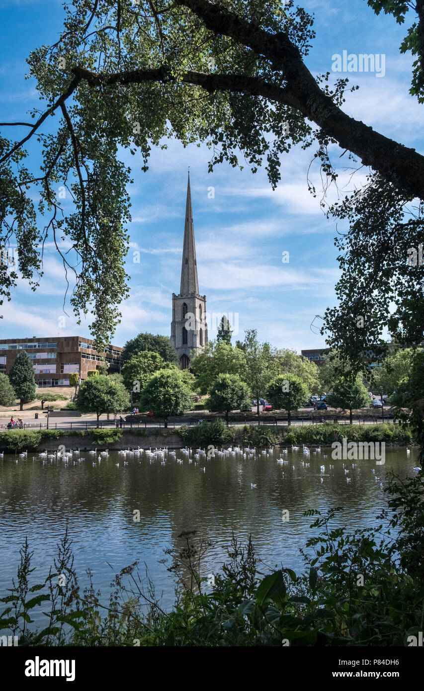 Glovers aiguille (aka St Andrews Spire), un grand monument local dans la ville de Worcester à proximité de la rivière Severn, Worcestershire, West Midlands, Royaume-Uni Banque D'Images