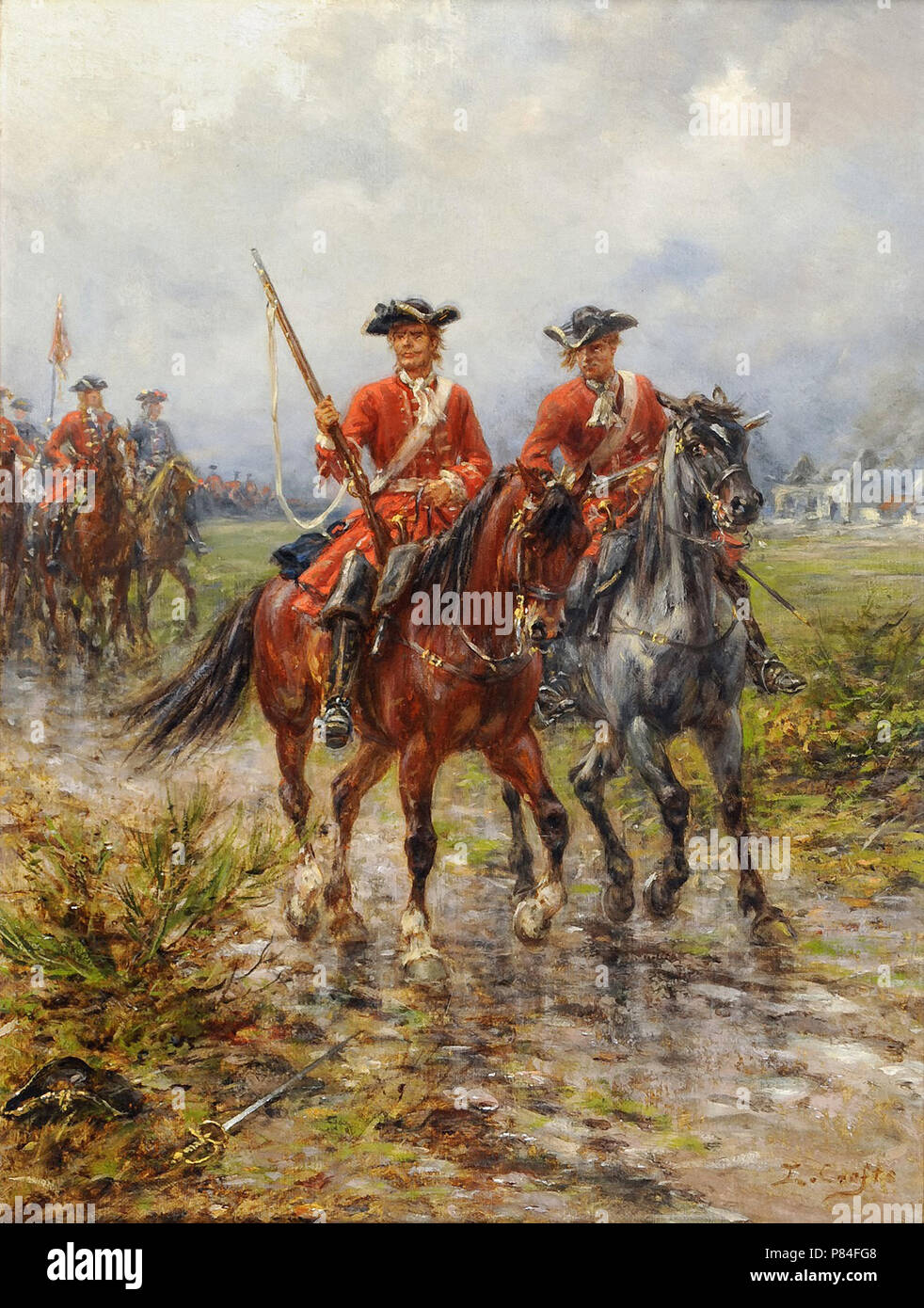 Crofts Ernest - Cavalry sur une route de campagne Banque D'Images