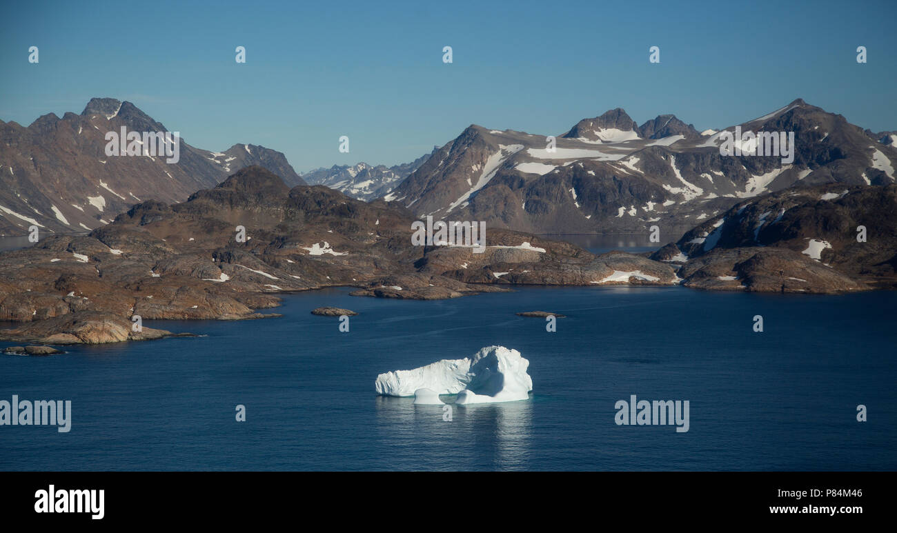 Arial vues des fjords du Groenland de vol pour Kulusuk Kulusuk, l'Est du Groenland Banque D'Images