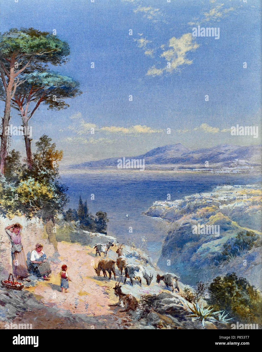 Edmund Charles Rowbotham - Cape Miseno avec Castelamane au-delà Banque D'Images