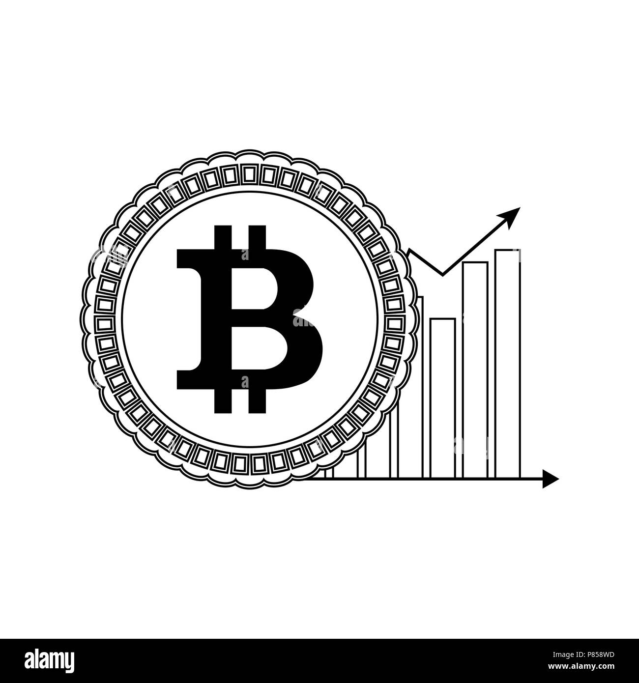 Bitcoin prix jusqu'style de ligne. Coin et graphique flèche. Vector illustration Illustration de Vecteur