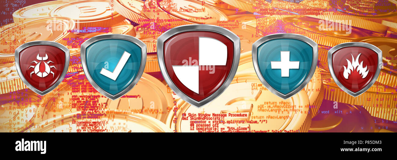 Image composite d'un badge rouge bug Banque D'Images