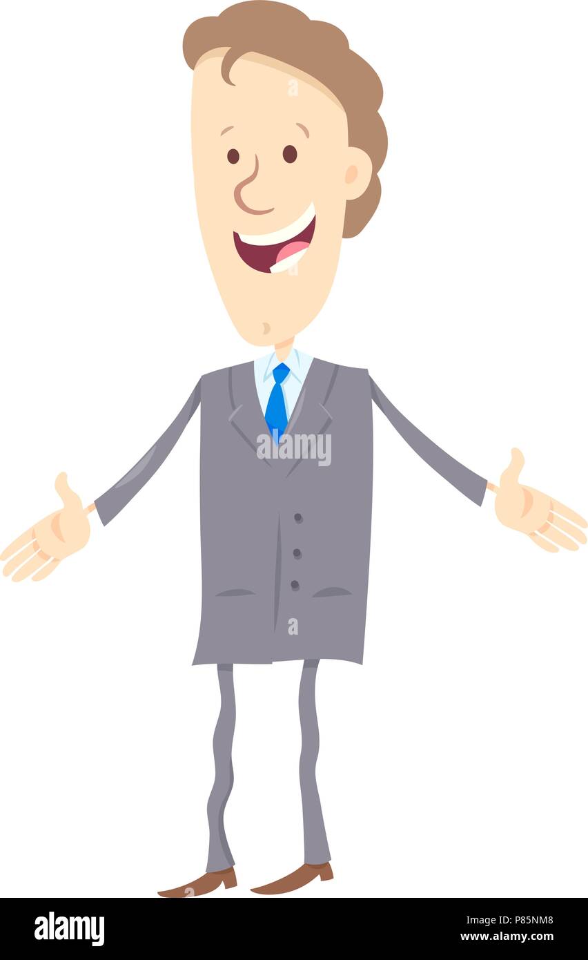 Cartoon Illustration de l'homme d'homme heureux en fonction de personnage Illustration de Vecteur