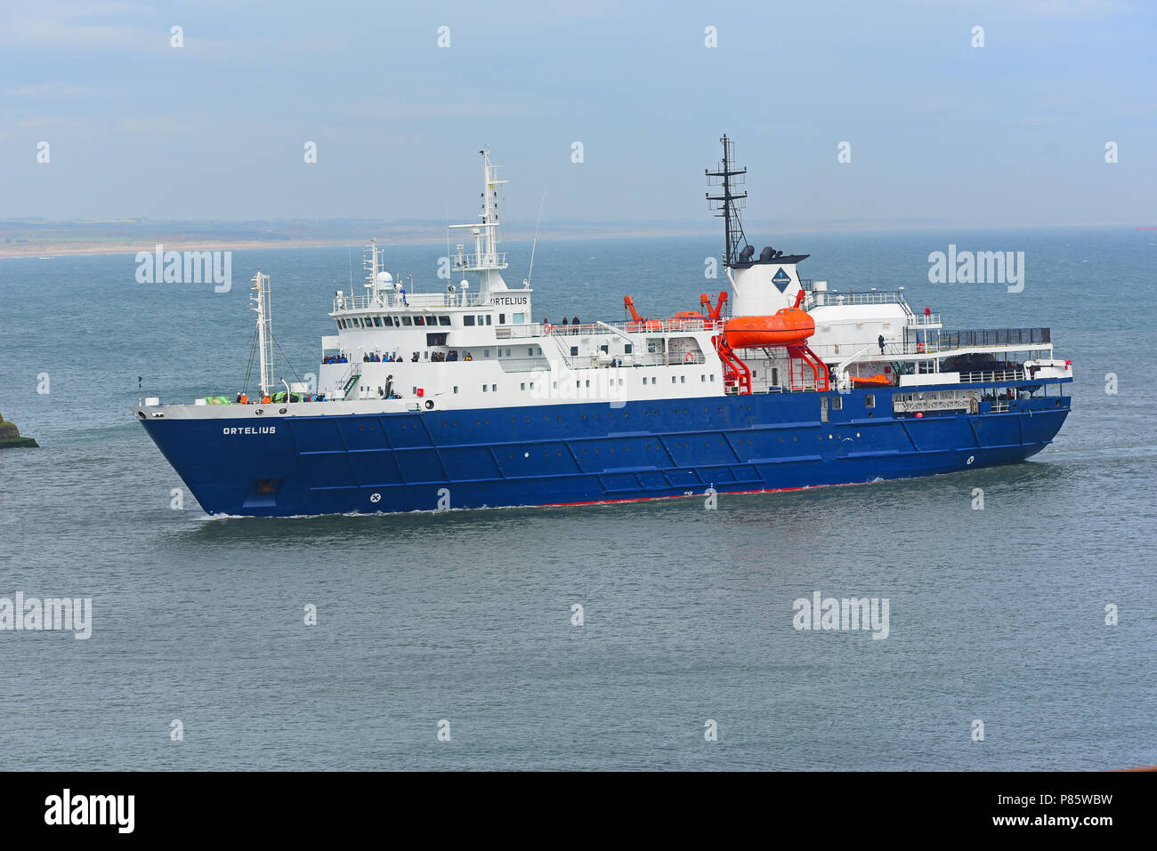 L'expéditionnaire cruise ship Ortelius revient à Aberdeen à partir d'un voyage aventure au cercle arctique. Banque D'Images