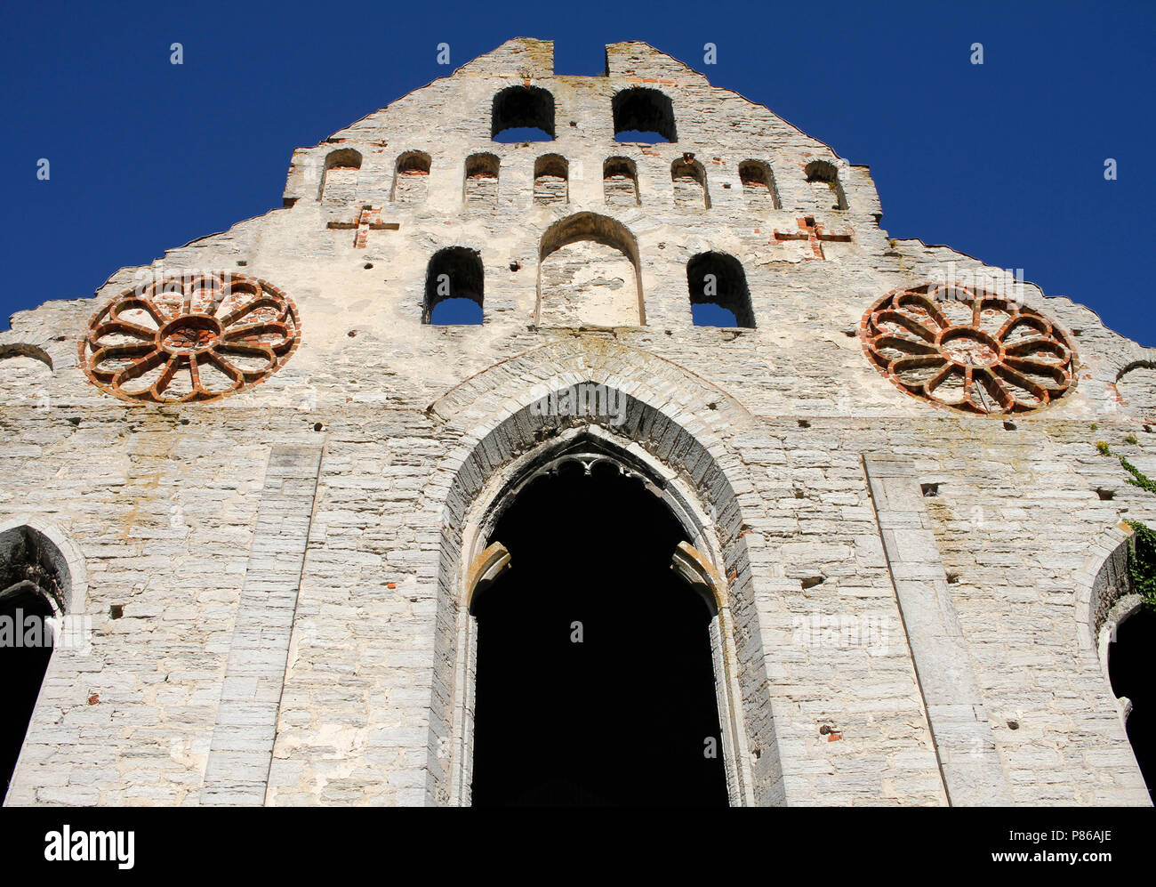 L'Église médiévale St Nicolai ruine dans l'île de Gotland, Visby, Suède. Banque D'Images