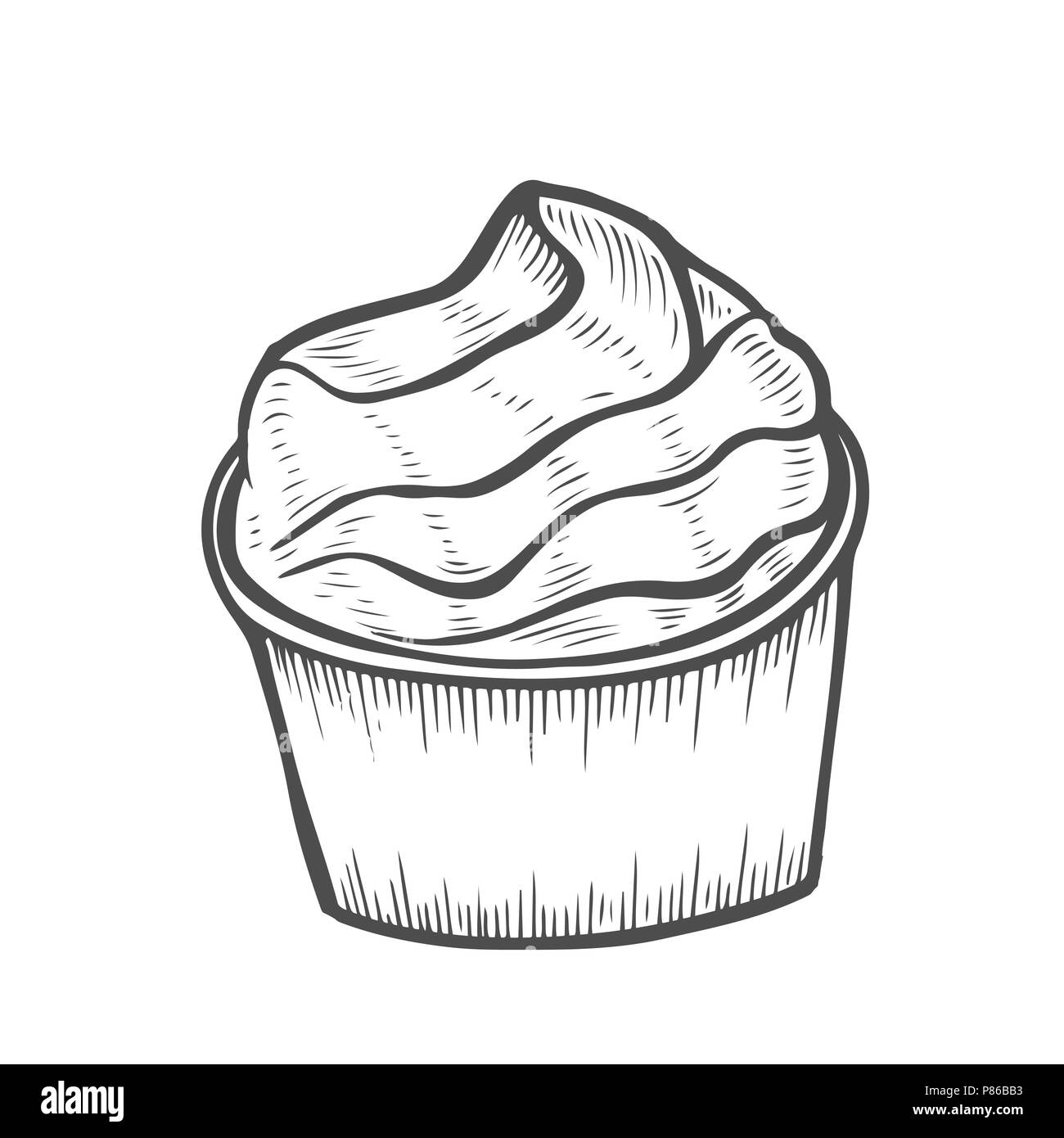 Dessert gâteau sucré et isolé sur fond blanc. Dessin illustration vecteur. Illustration de Vecteur