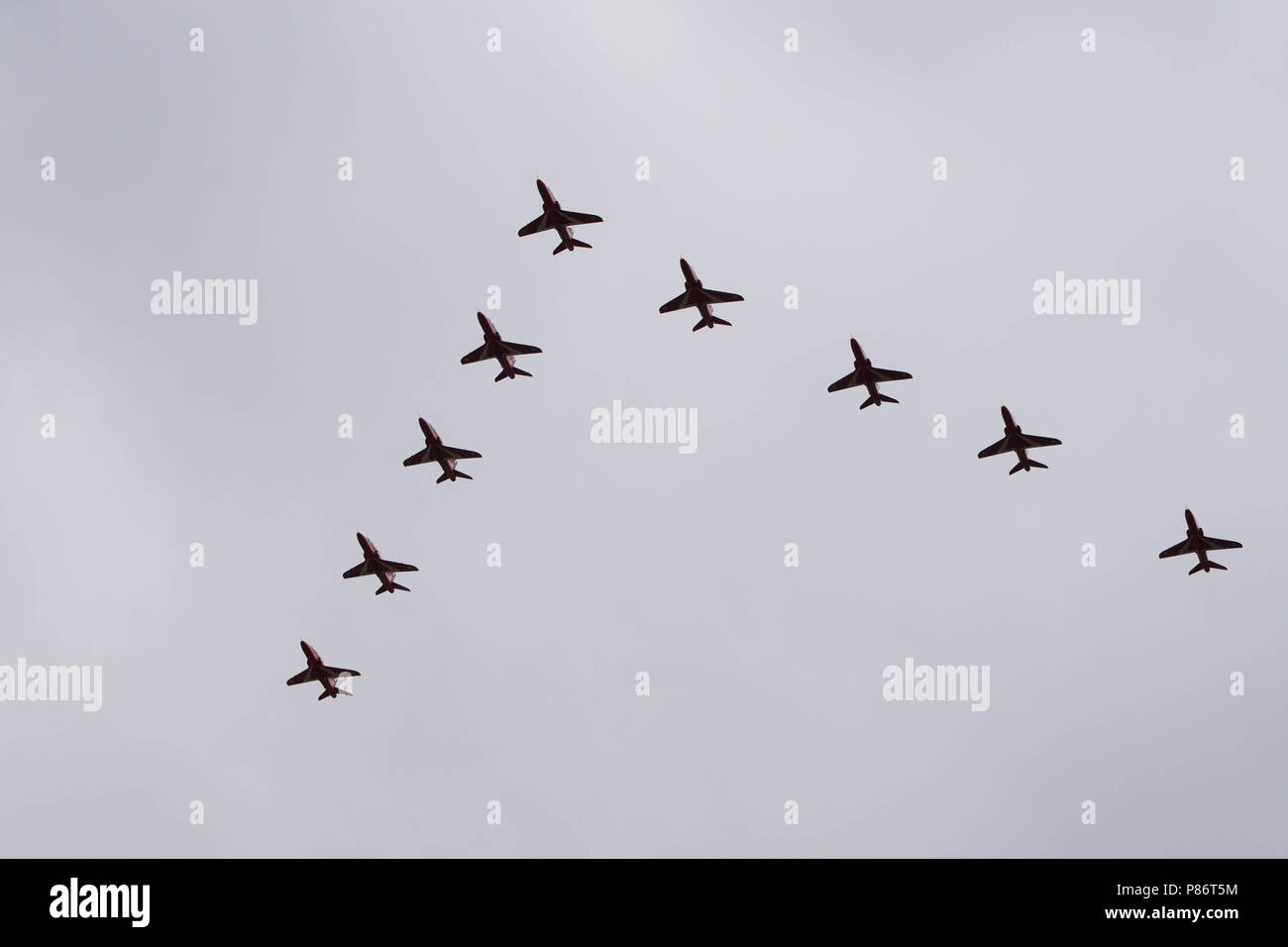 Londres, Royaume-Uni. 10 juillet, 2018. Les avions volent au plafond de la RAF 100 passage aérien Crédit : célébrations Bridgeland Zach/Alamy Live News Banque D'Images