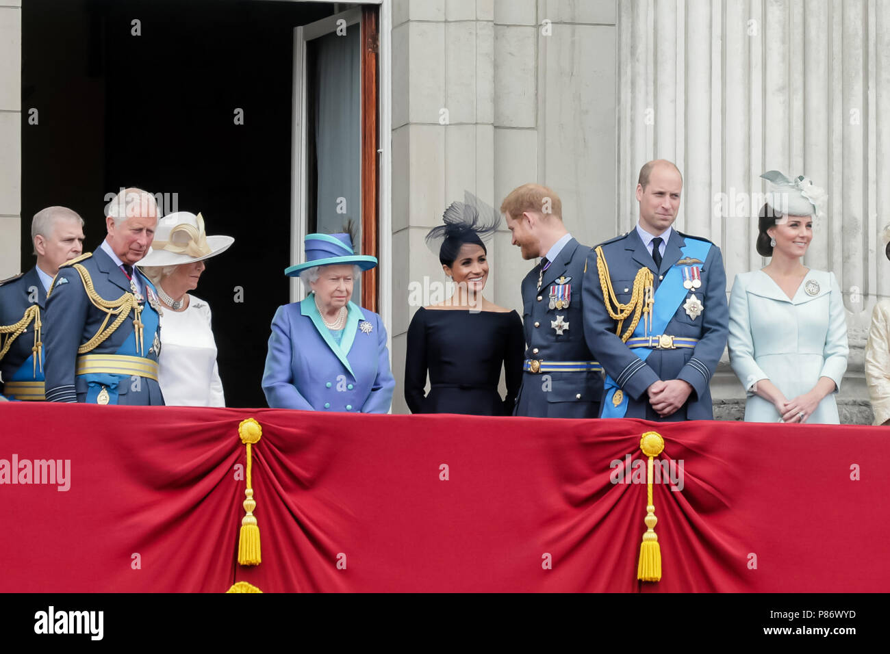 Londres, Royaume-Uni. 10 juillet 2018. Les membres de la famille royale britannique à regarder le défilé du palais de Buckingham balcon pour commémorer les 100 ans de la RAF Crédit : Amanda rose/Alamy Live News Banque D'Images