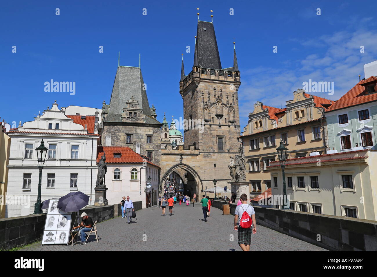 Le Pont Charles, Judith et Tour du pont de petit quartier Tour Pont, Prague, Tchéquie (République tchèque), de l'Europe Banque D'Images