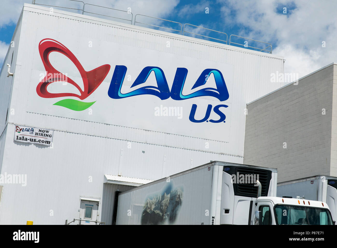 Un logo affiche à l'extérieur d'un établissement occupé par LaLa nous, une filiale de Grupo Lala, à Omaha, Nebraska, le 1 juillet 2018. Banque D'Images