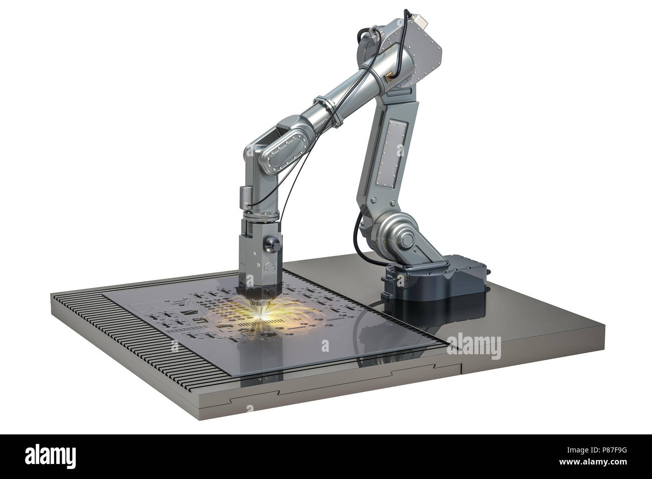 La découpe au laser de la tôle par bras robotique, 3D Rendering Photo Stock  - Alamy