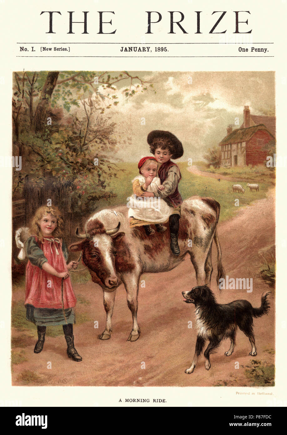 Couverture de l'époque victorienne, le prix du magazine pour enfants Enfants allant pour une matinée de ride Banque D'Images