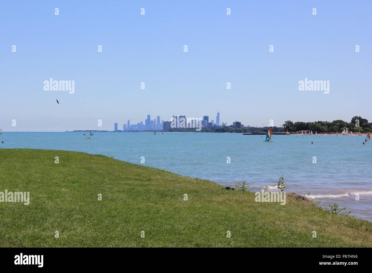 Northwestern University Park sur le lac à Evanston, Illinois sur une belle journée ensoleillée. Banque D'Images