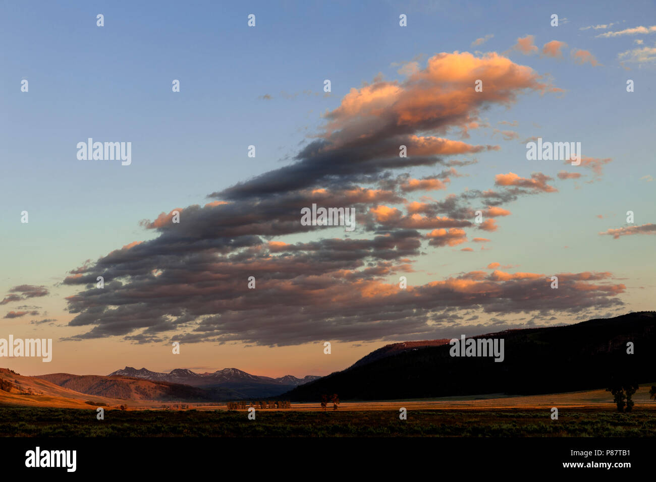 WY02799-00...WYOMING - coucher de soleil dans les parcs nationaux Yellowstone Lamar Valley. Banque D'Images