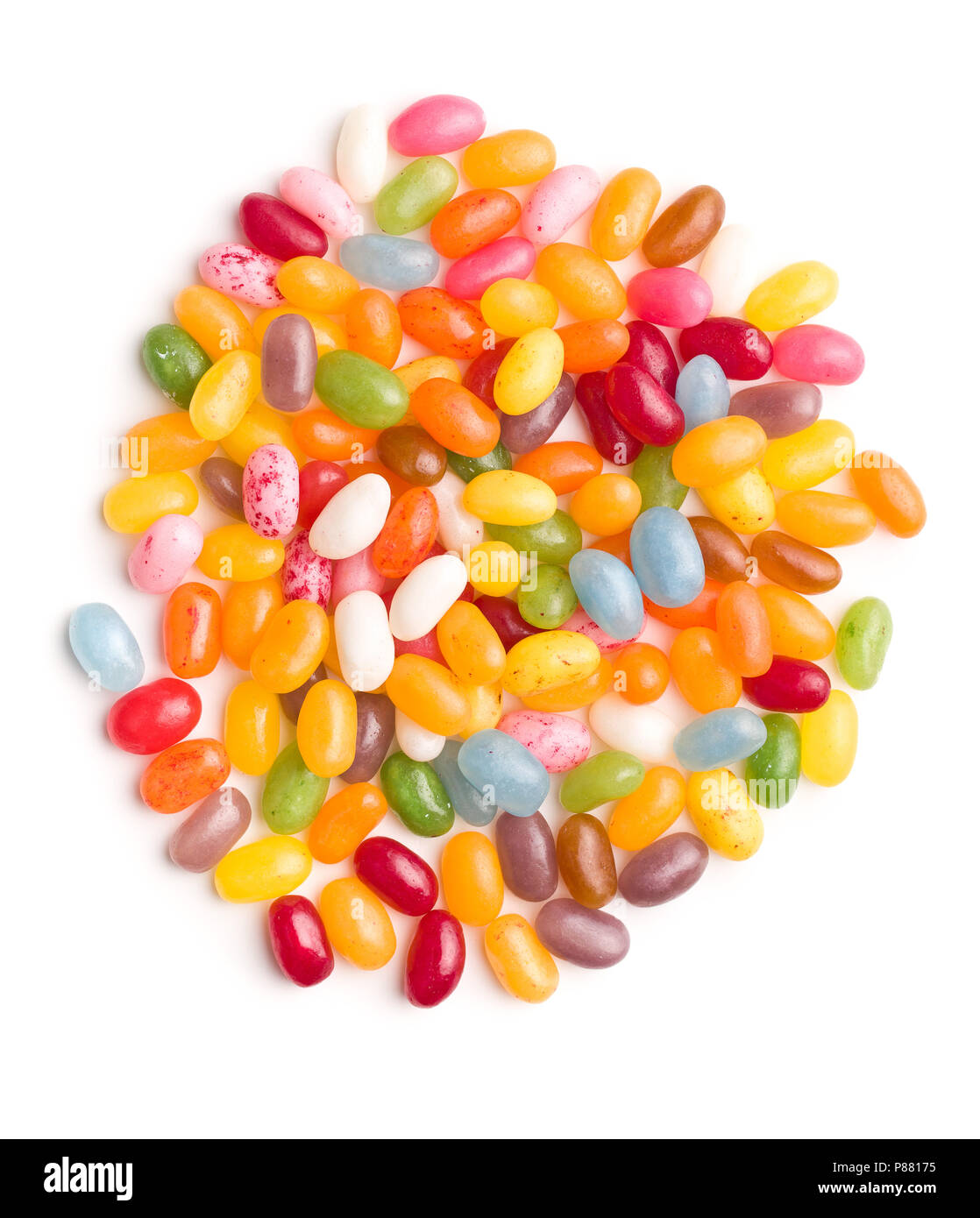 Sweet jelly beans isolé sur fond blanc. Banque D'Images