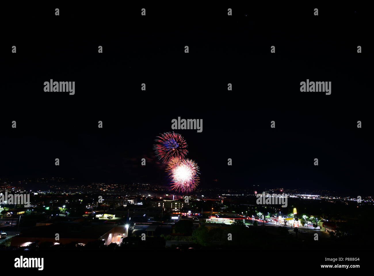 Fireworks 4 juillet Jour de l'indépendance, St George Utah, USA Banque D'Images