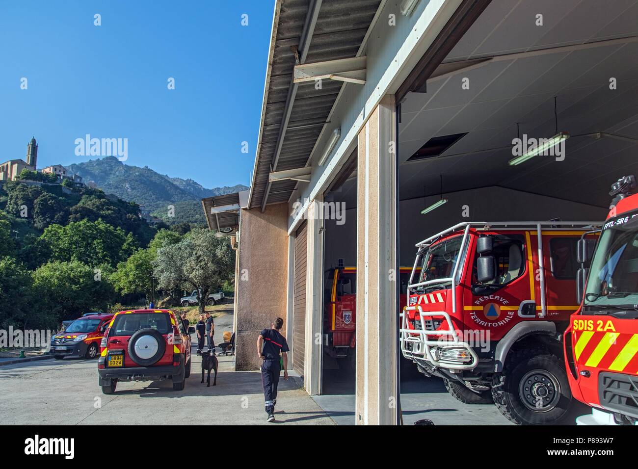 Les pompiers de Corse-du-Sud Banque D'Images