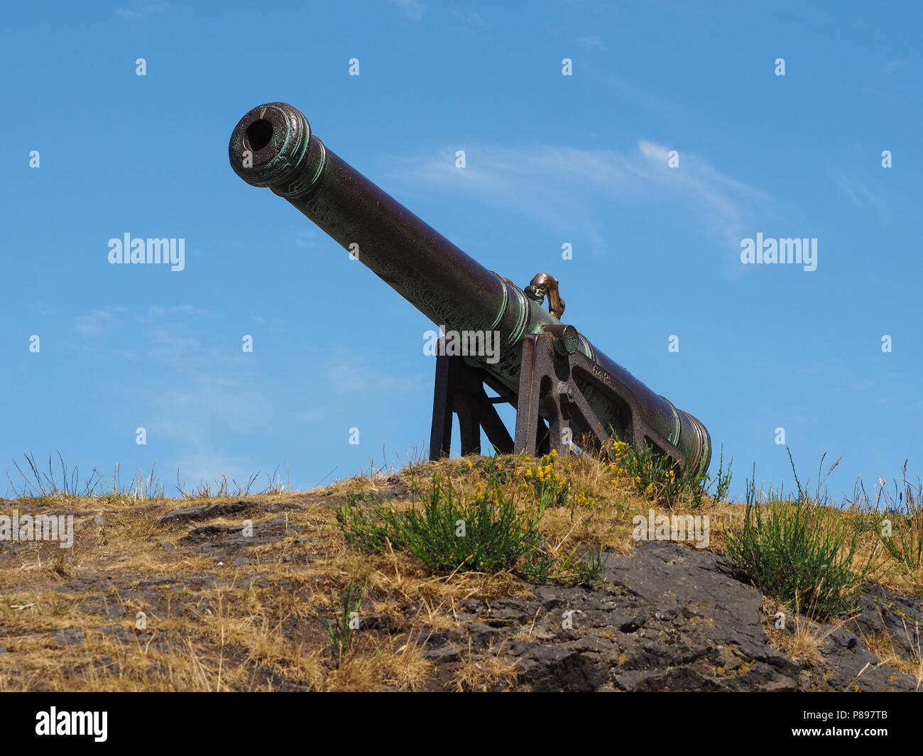 Les Portugais cannon sur Calton Hill, à Édimbourg, Royaume-Uni Banque D'Images