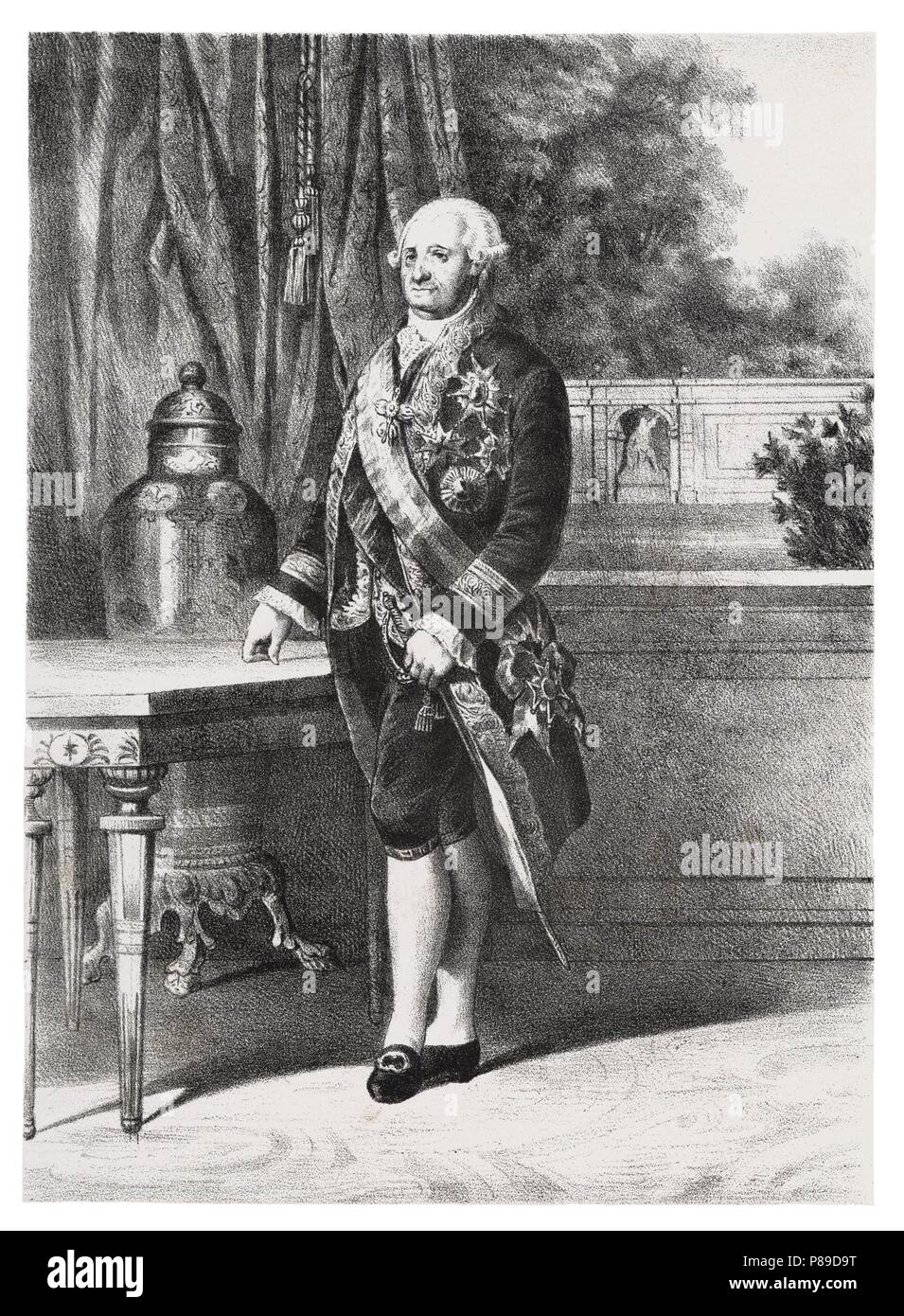 Carlos IV (1748-1819), llamado el cazador, Rey de España. La gravure de 1880. Banque D'Images