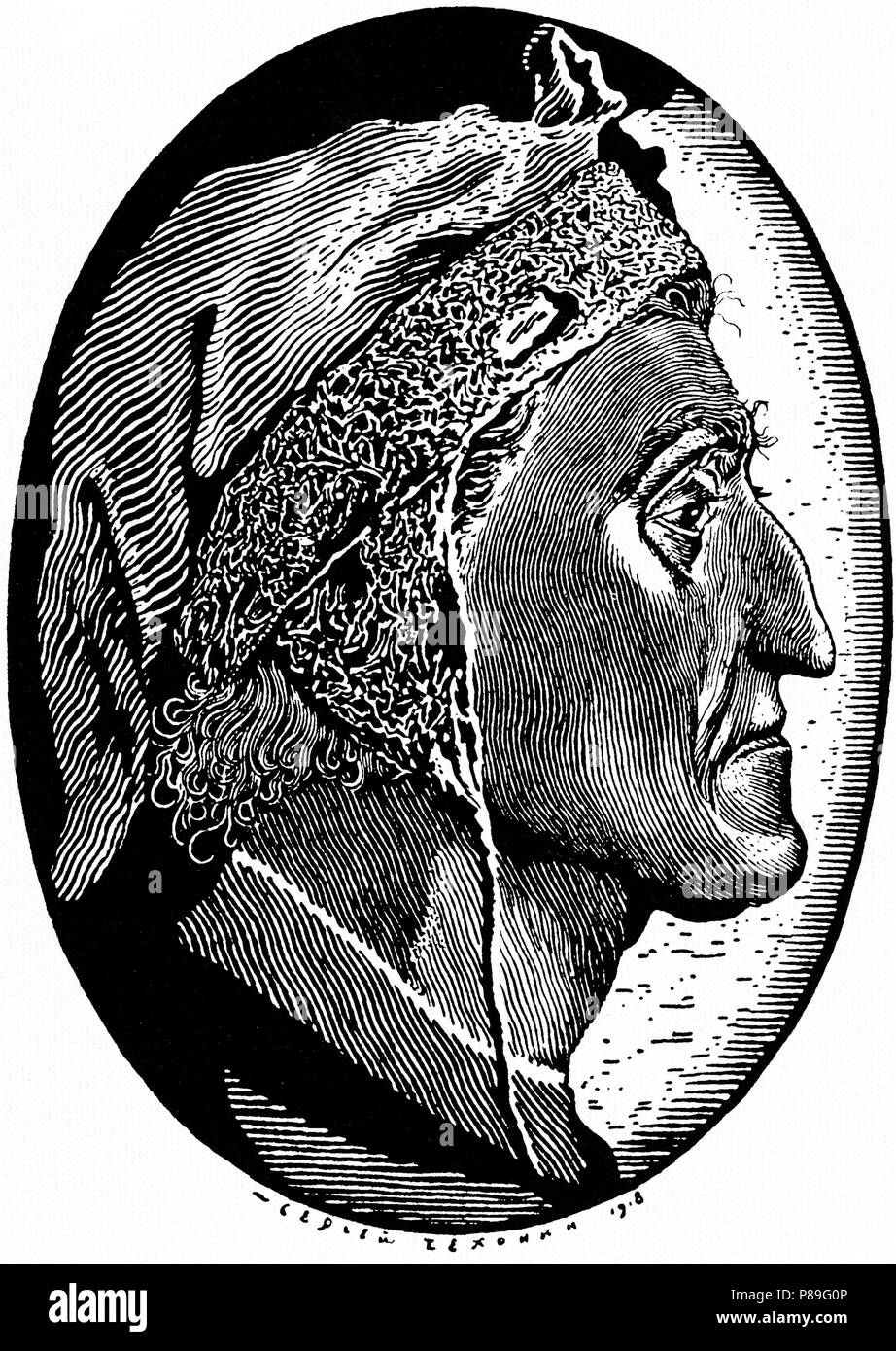 Dante Alighieri (1265-1321). Musée : collection privée. Banque D'Images