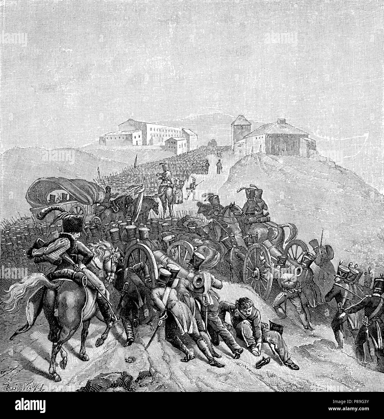 L'armée française qui traversent la Sierra de Guadarrama sur décembre 1808. Musée : collection privée. Banque D'Images