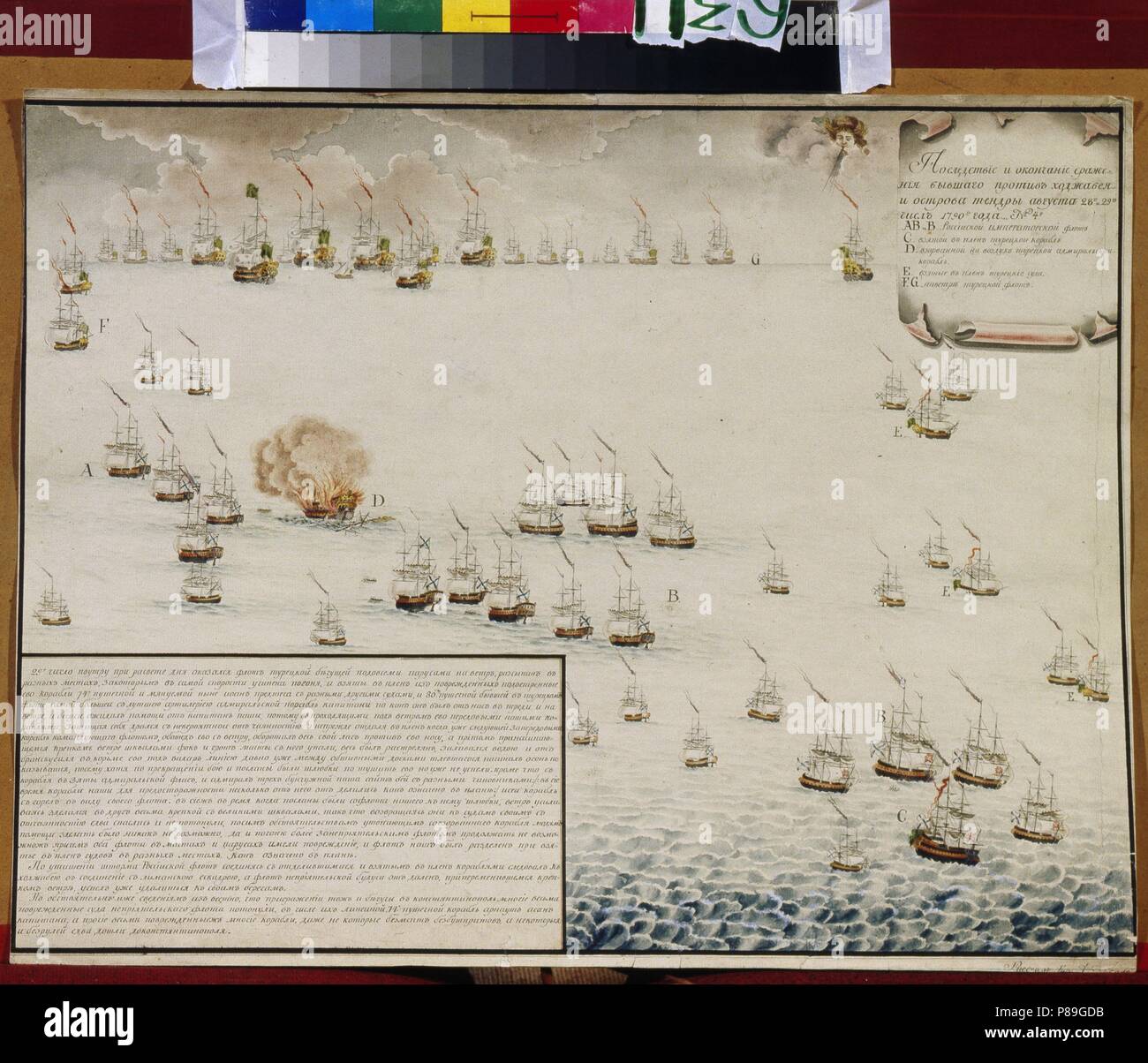 La bataille navale de tendra les 8 et 9 septembre 1790. Musée : Musée de la Marine, centrale de l'État de Saint-Pétersbourg. Banque D'Images