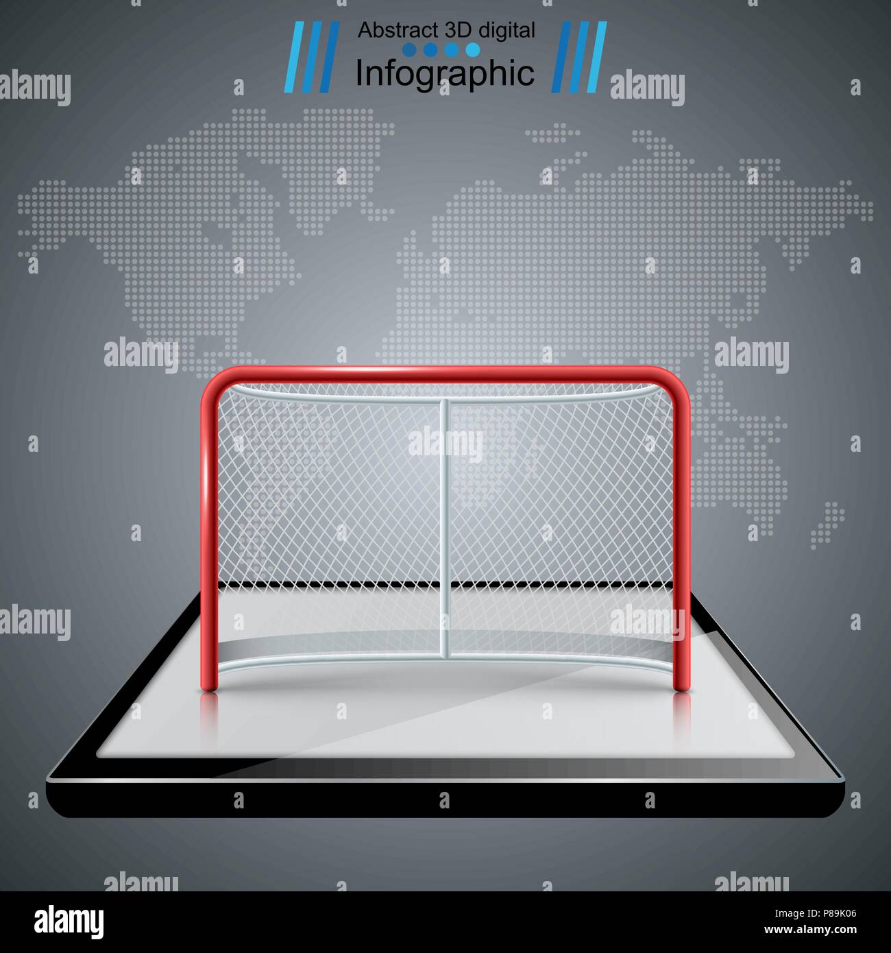 Smartphone, match de hockey, hockey portes icônes Illustration de Vecteur