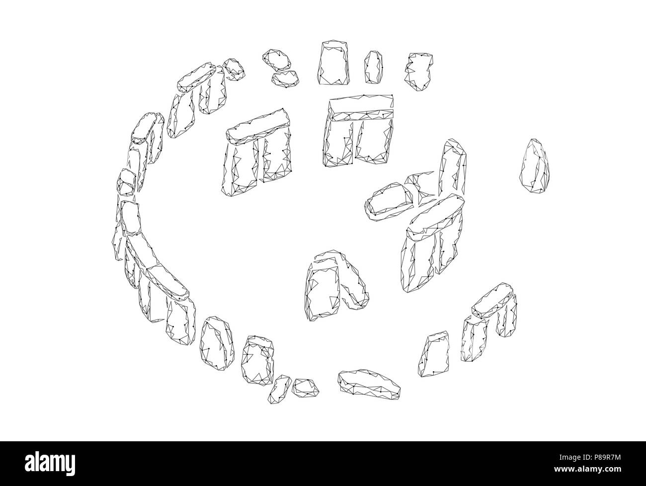 Stonehenge low poly bannière géométrique. Solstice d'analyse calculs historiques science technology polygonales. Architecture pierre blanc fer tourisme voyages Angleterre UK vector illustration Illustration de Vecteur