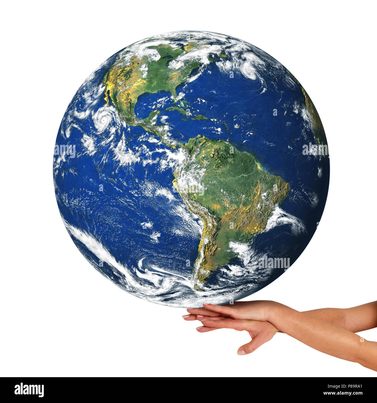 Image conceptuelle d'un grand globe sur les mains Banque D'Images