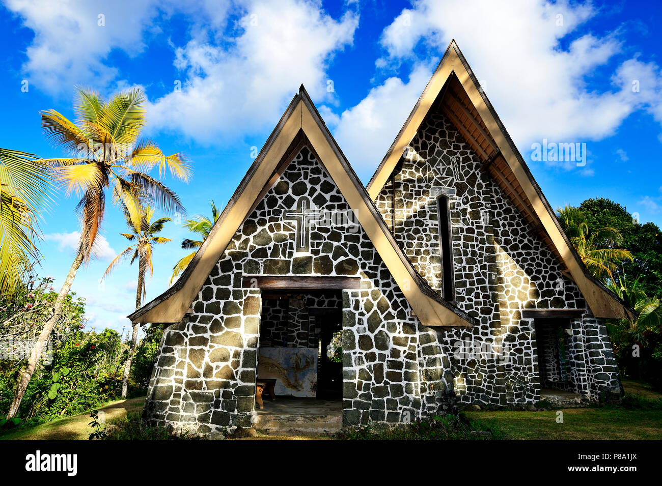 Église sur l'île de Kwato, Milne Bay, à Alotau, Papouasie Nouvelle Guinée, l'Océanie Banque D'Images