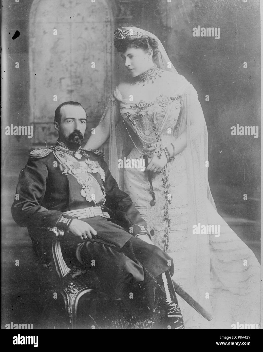 Grand Duc Michel Mikhaïlovitch de Russie et son épouse la comtesse Sophie de Torby. Musée : collection privée. Banque D'Images