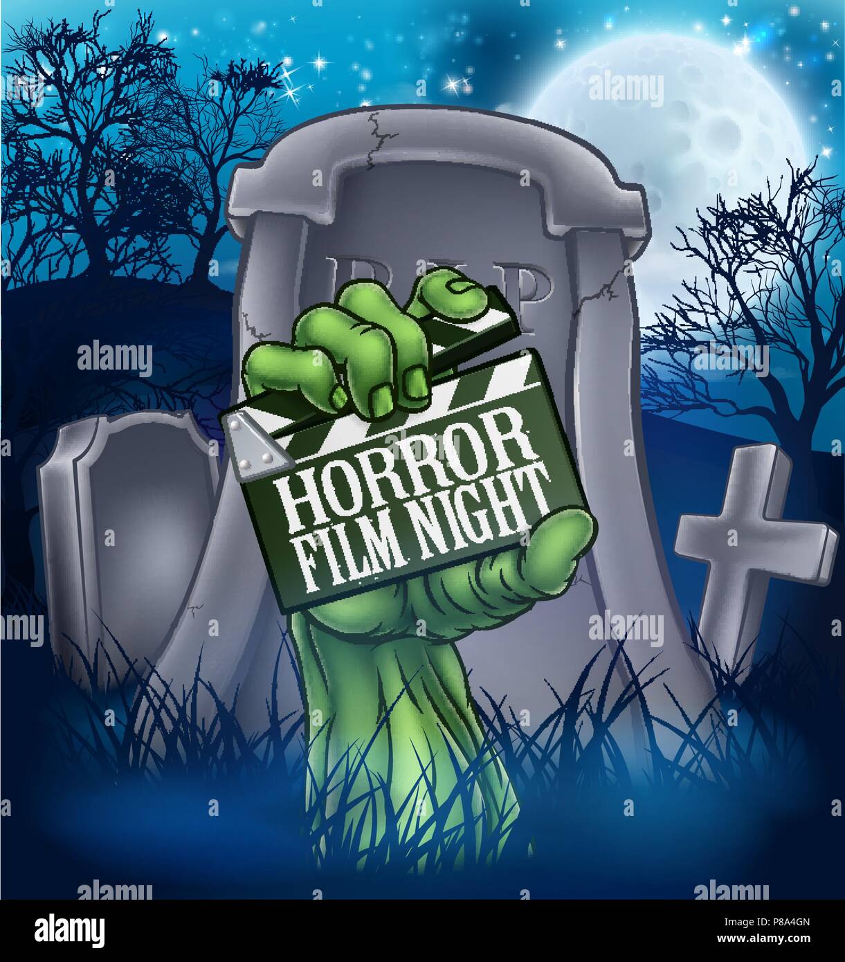 Film d'horreur Zombie ou Monster Sign Illustration de Vecteur