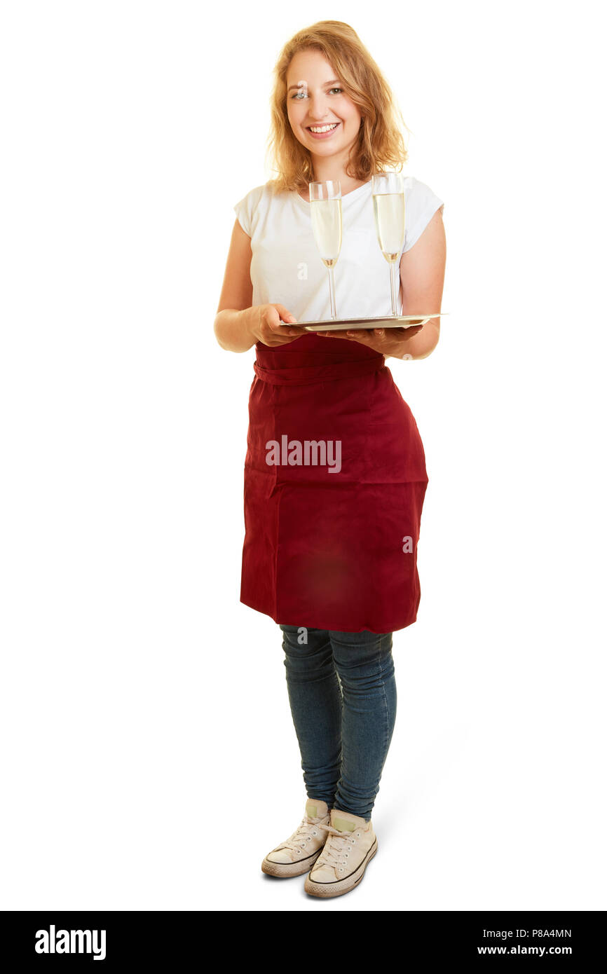 Jeune femme rend l'entraînement de spécialiste ou expert hôtel restaurant Banque D'Images