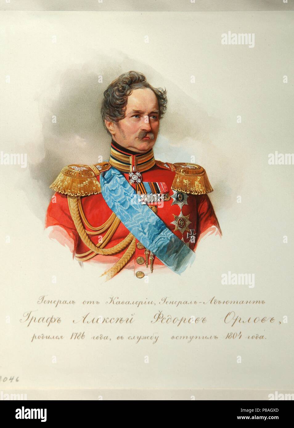 Portrait du Prince Alexeï Fiodorovitch Orlov (1787-1862) (tiré de l'Album de la cavalerie de la garde impériale). Musée : Institut de la littérature russe (Pushkin-House IRLI), Saint-Pétersbourg. Banque D'Images