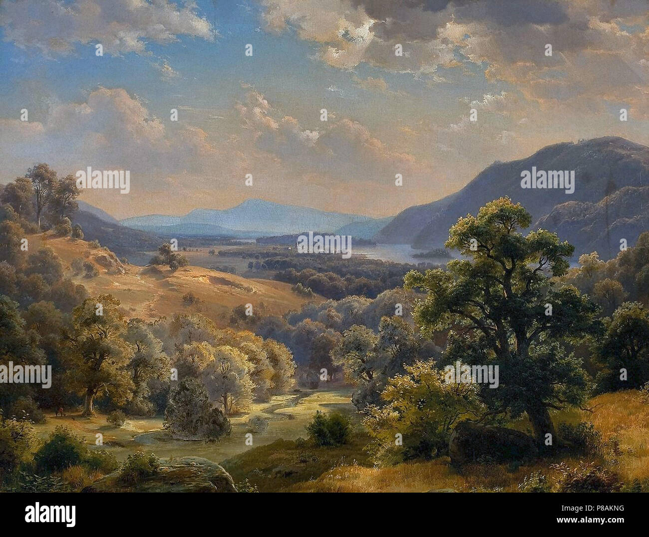 Daniel Paul Gottlieb Weber - vaste paysage sur la vallée et les montagnes Banque D'Images