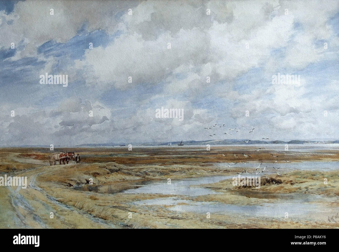 Weedon Augustus Walford - Homme conduisant le cheval et panier par la côte Banque D'Images