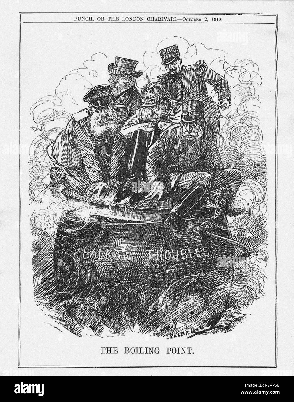 Le point d'ébullition. Magazine Punch, le 2 octobre 1912. Musée : collection privée. Banque D'Images